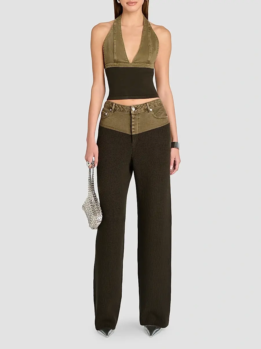SEROYA Women's Chani Mixed Media Wide-Leg Pants | Thumbnail 2 SEROYA Women's Chani Mixed Media Wide-Leg Pants | Thumbnail 2