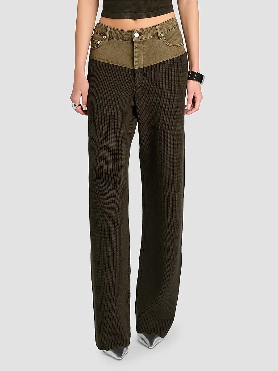 SEROYA Women's Chani Mixed Media Wide-Leg Pants | Thumbnail 4 SEROYA Women's Chani Mixed Media Wide-Leg Pants | Thumbnail 4