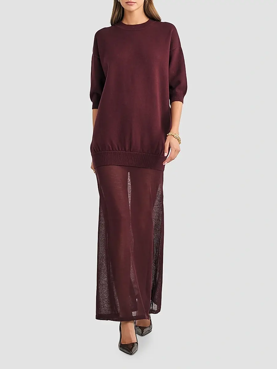 SEROYA Women's Arwen Mixed-Media Maxi Dress | Thumbnail 4 SEROYA Women's Arwen Mixed-Media Maxi Dress | Thumbnail 4