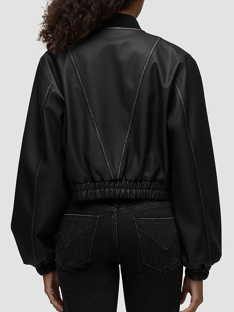 Hudson Jeans Women's Faux-Leather Crop Bomber Jacket | Thumbnail 3 Hudson Jeans Women's Faux-Leather Crop Bomber Jacket | Thumbnail 3