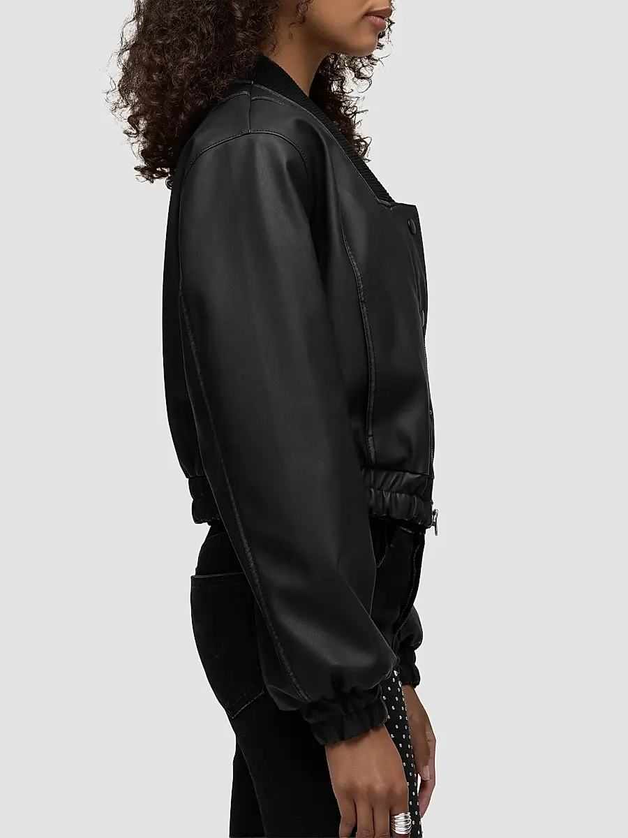 Hudson Jeans Women's Faux-Leather Crop Bomber Jacket | Thumbnail 5 Hudson Jeans Women's Faux-Leather Crop Bomber Jacket | Thumbnail 5
