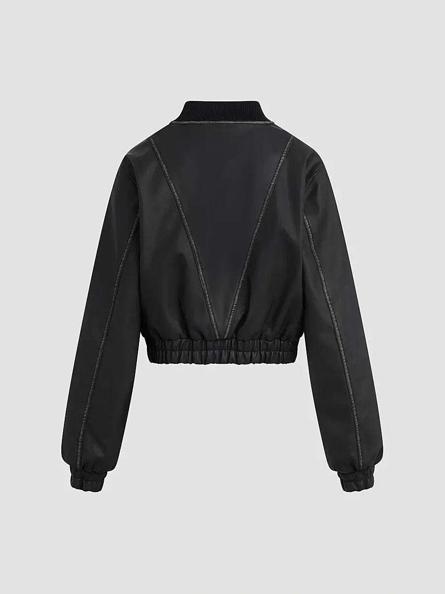 Hudson Jeans Women's Faux-Leather Crop Bomber Jacket | Thumbnail 7 Hudson Jeans Women's Faux-Leather Crop Bomber Jacket | Thumbnail 7