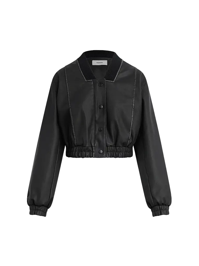 Women's Faux-Leather Crop Bomber Jacket Women's Faux-Leather Crop Bomber Jacket