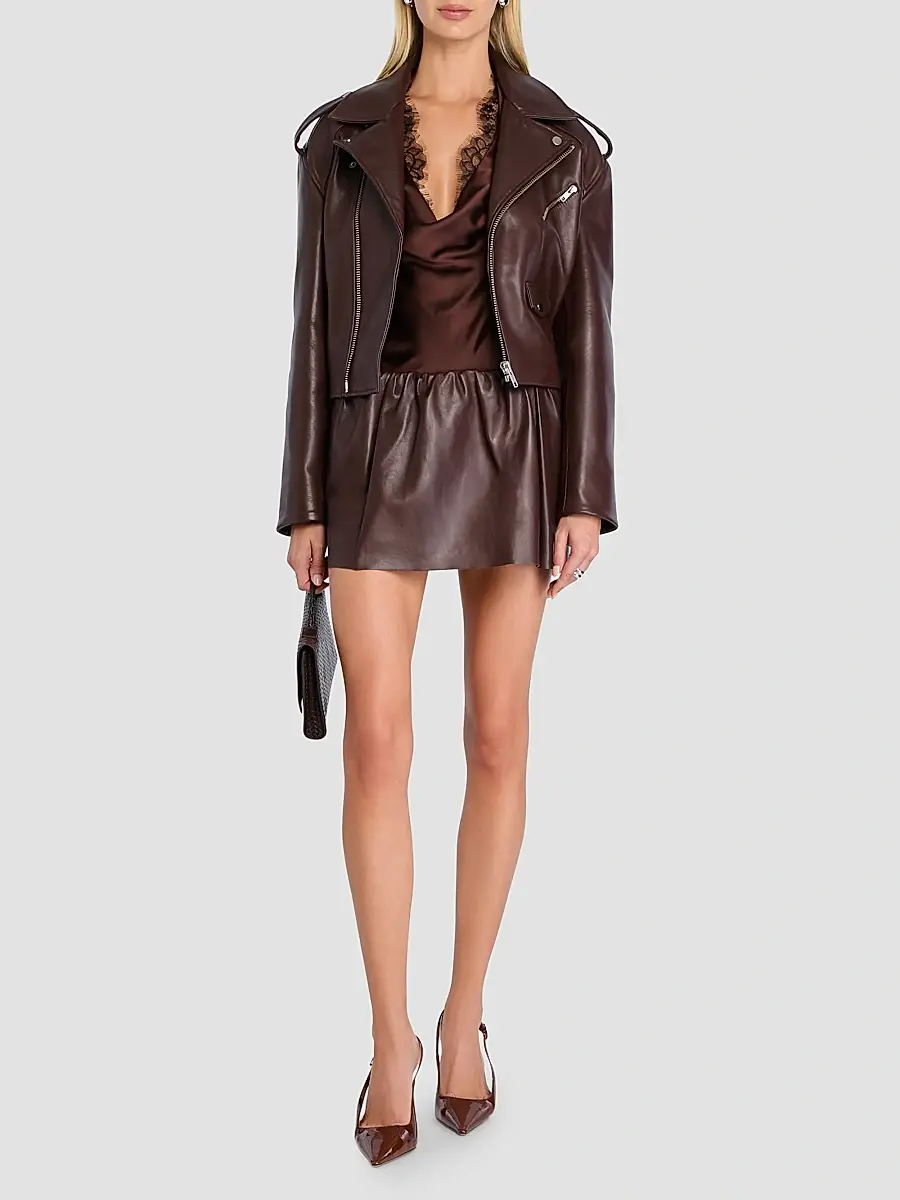 SEROYA Women's Kaitlin Leather Mini Skirt | Thumbnail 2 SEROYA Women's Kaitlin Leather Mini Skirt | Thumbnail 2