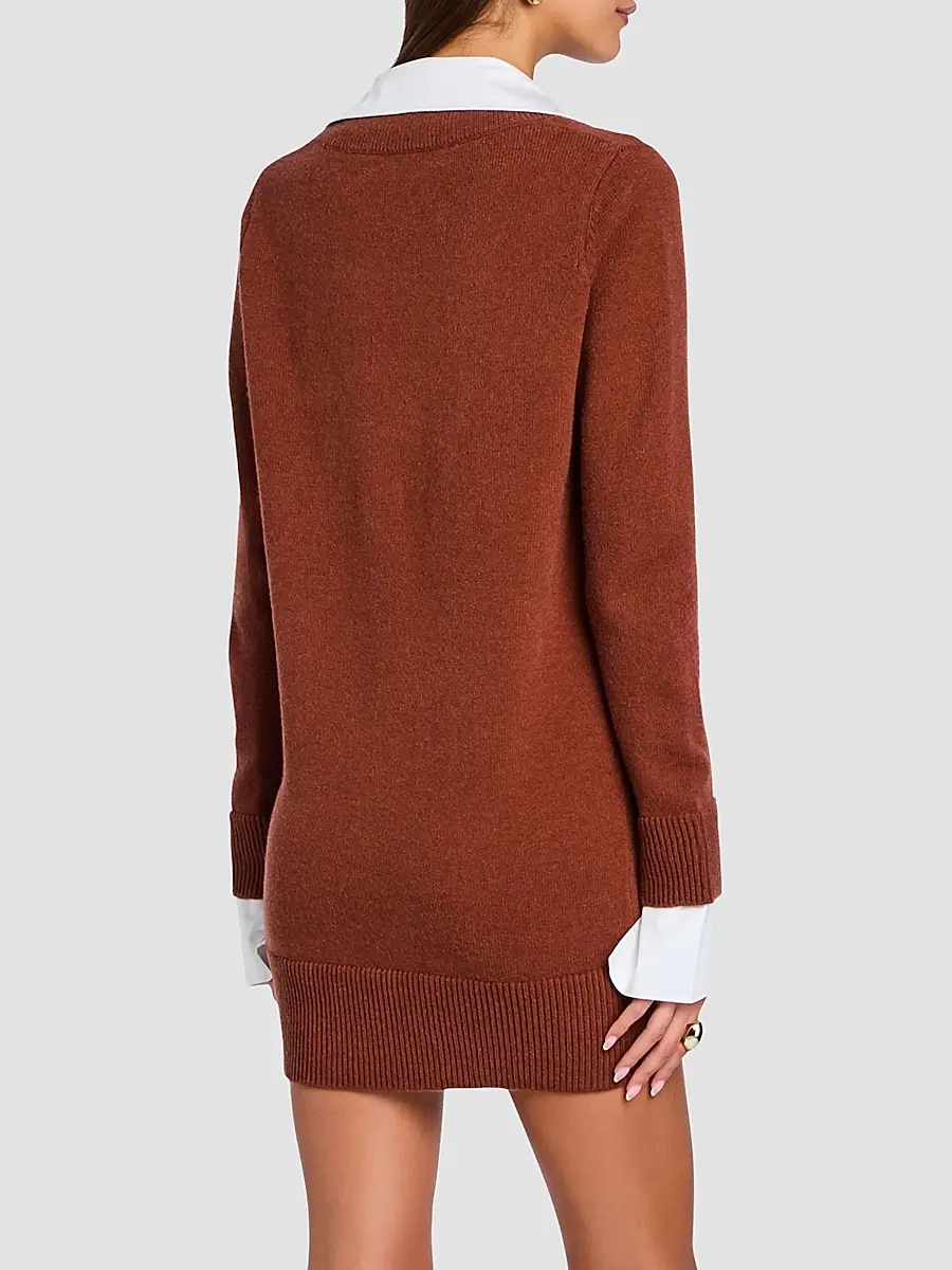 SEROYA Women's Karli Mixed-Media Knit Mini Sweaterdress | Thumbnail 3 SEROYA Women's Karli Mixed-Media Knit Mini Sweaterdress | Thumbnail 3