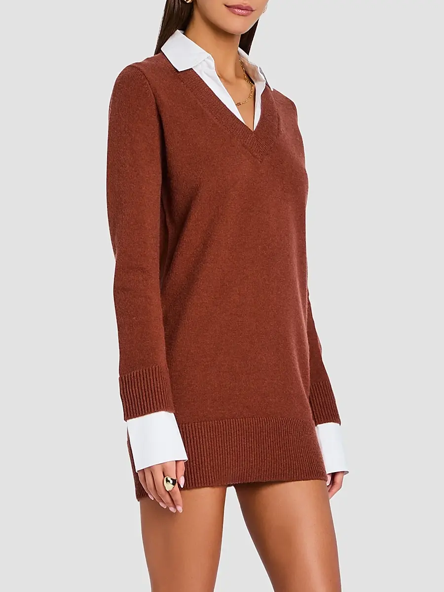 SEROYA Women's Karli Mixed-Media Knit Mini Sweaterdress | Thumbnail 6 SEROYA Women's Karli Mixed-Media Knit Mini Sweaterdress | Thumbnail 6