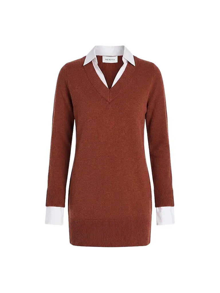 SEROYA Women's Karli Mixed-Media Knit Mini Sweaterdress