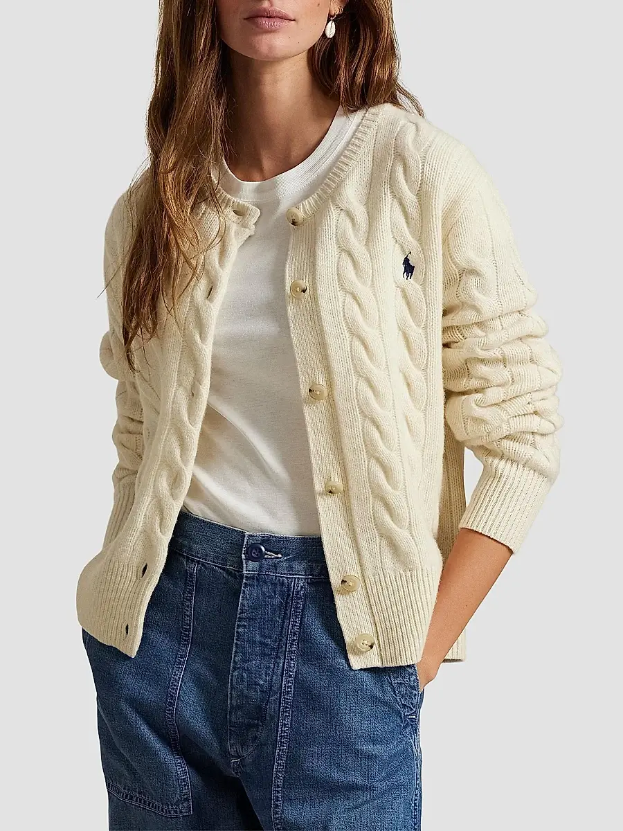 Polo Ralph Lauren Women's Cable-Knit Wool-Cashmere Cardigan | Thumbnail 3