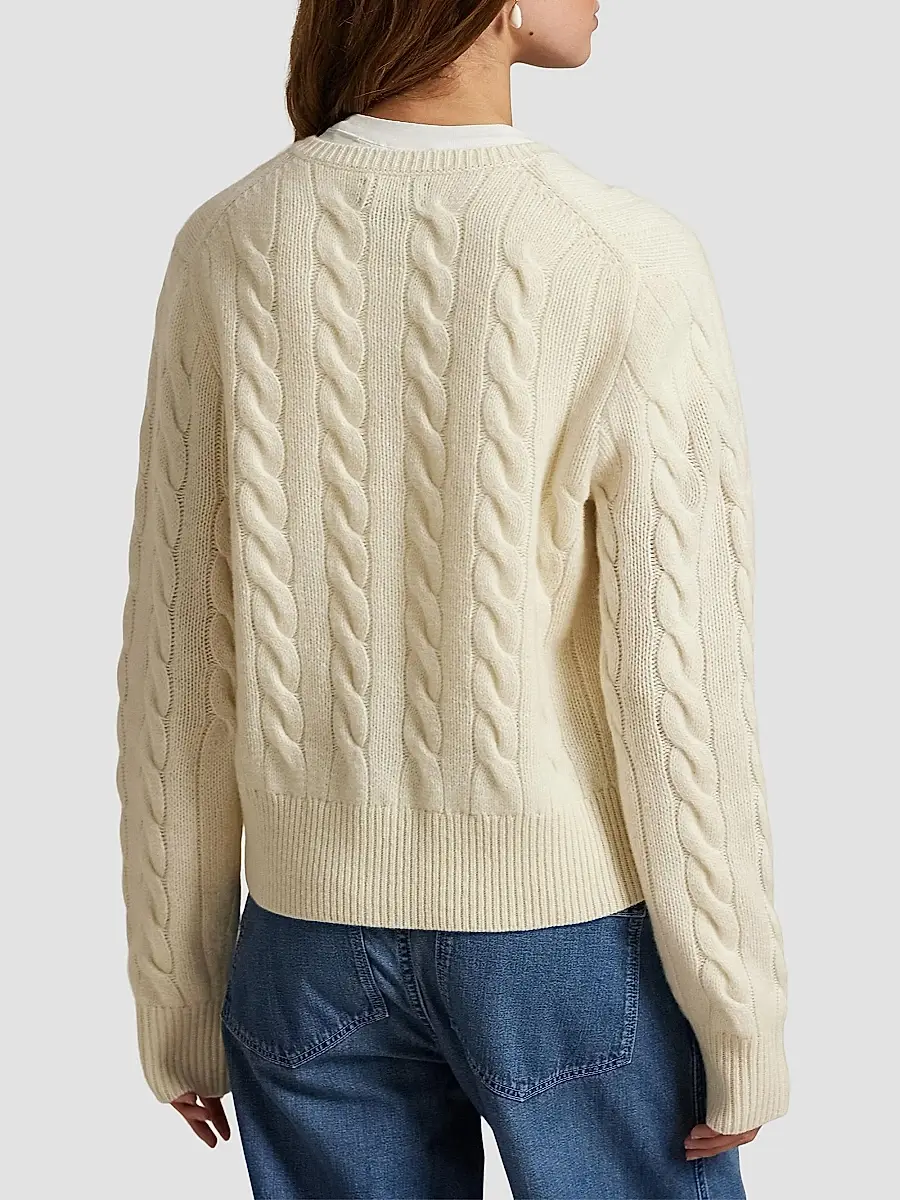 Polo Ralph Lauren Women's Cable-Knit Wool-Cashmere Cardigan | Thumbnail 4