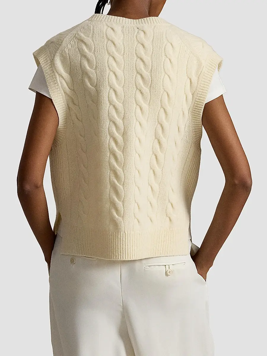 Polo Ralph Lauren Women's Cable-Knit Wool-Cashmere Sweater Vest | Thumbnail 3 Polo Ralph Lauren Women's Cable-Knit Wool-Cashmere Sweater Vest | Thumbnail 3