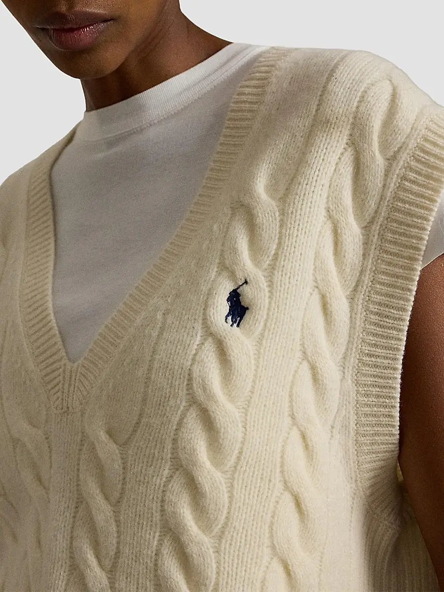 Polo Ralph Lauren Women's Cable-Knit Wool-Cashmere Sweater Vest | Thumbnail 4 Polo Ralph Lauren Women's Cable-Knit Wool-Cashmere Sweater Vest | Thumbnail 4