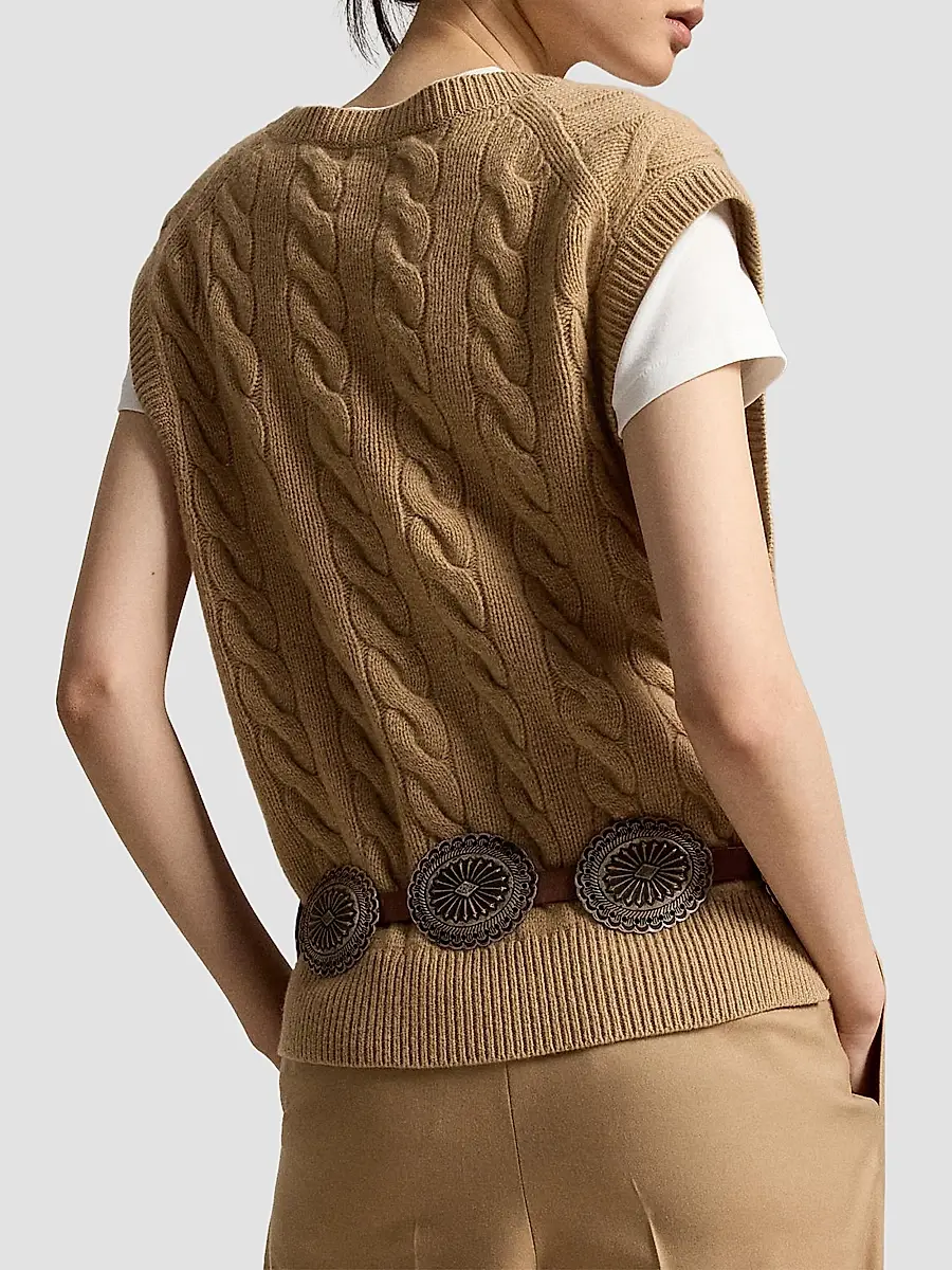Polo Ralph Lauren Women's Cable-Knit Wool-Cashmere Sweater Vest | Thumbnail 3 Polo Ralph Lauren Women's Cable-Knit Wool-Cashmere Sweater Vest | Thumbnail 3