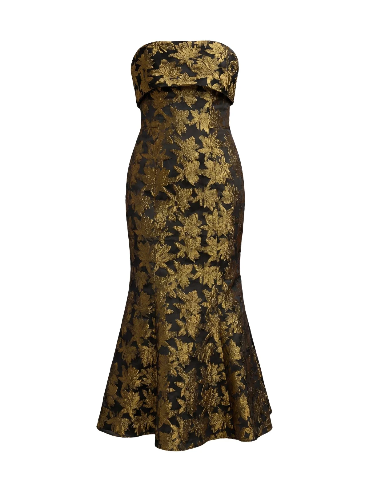 Women's Brocade Strapless Mermaid Midi Dress Women's Brocade Strapless Mermaid Midi Dress