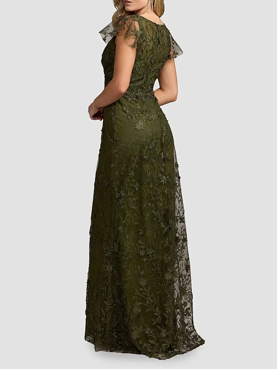 Mac Duggal Women's Floral Appliqué Tulle Gown | Thumbnail 3 Mac Duggal Women's Floral Appliqué Tulle Gown | Thumbnail 3