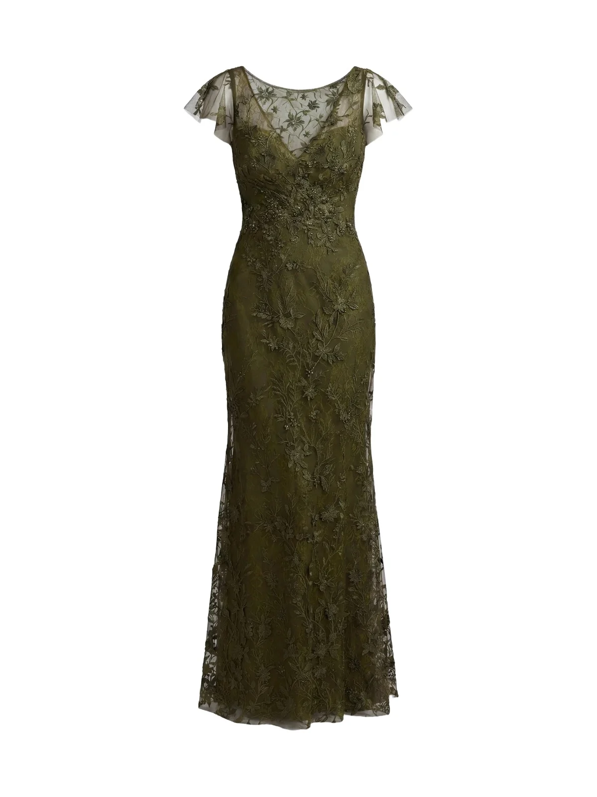Women's Floral Appliqué Tulle Gown