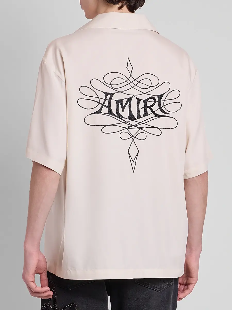 AMIRI Men's Lasso Logo-Embroidered Camp Shirt | Thumbnail 3 AMIRI Men's Lasso Logo-Embroidered Camp Shirt | Thumbnail 3