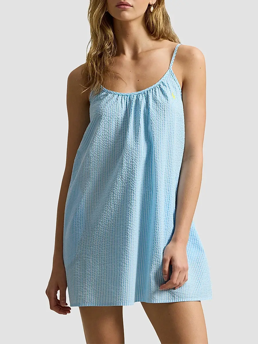 Polo Ralph Lauren Women's Scallop Seersucker Slipdress | Thumbnail 4 Polo Ralph Lauren Women's Scallop Seersucker Slipdress | Thumbnail 4