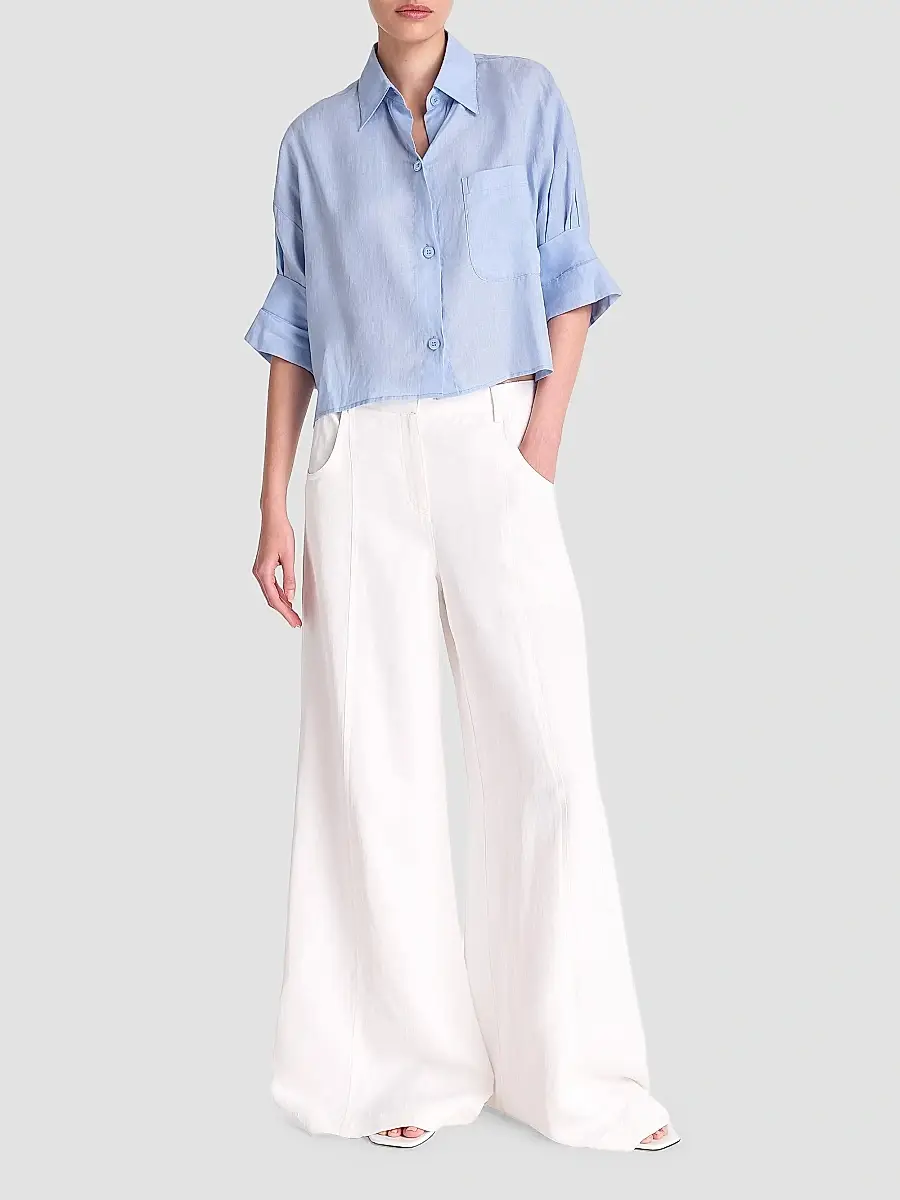 TWP Women's Next Ex Cotton-Silk Button-Front Shirt | Thumbnail 2