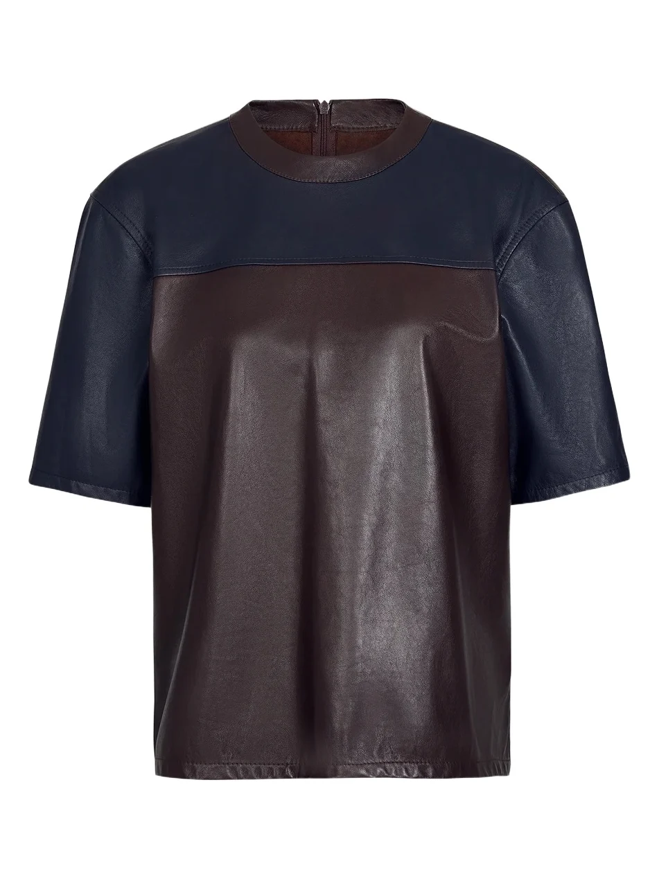 Women's Two-Tone Leather T-Shirt