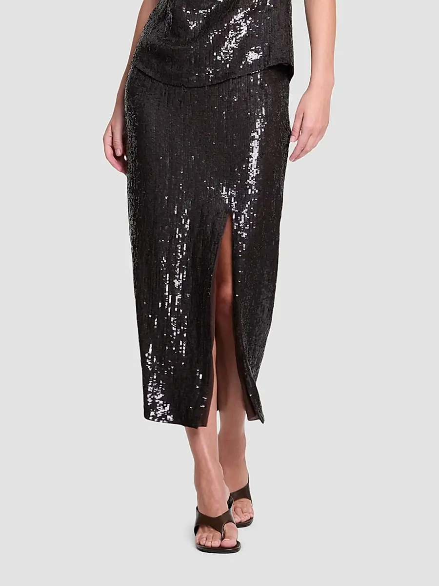 TWP Women's Ladylike Sequined Slit Midi Skirt | Thumbnail 2