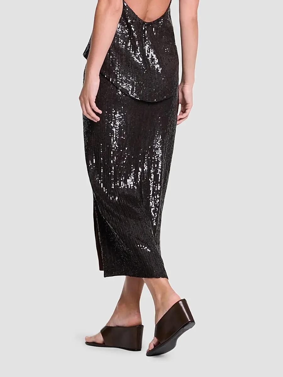 TWP Women's Ladylike Sequined Slit Midi Skirt | Thumbnail 3