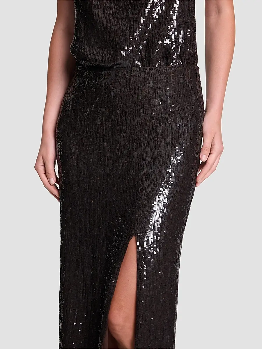 TWP Women's Ladylike Sequined Slit Midi Skirt | Thumbnail 4