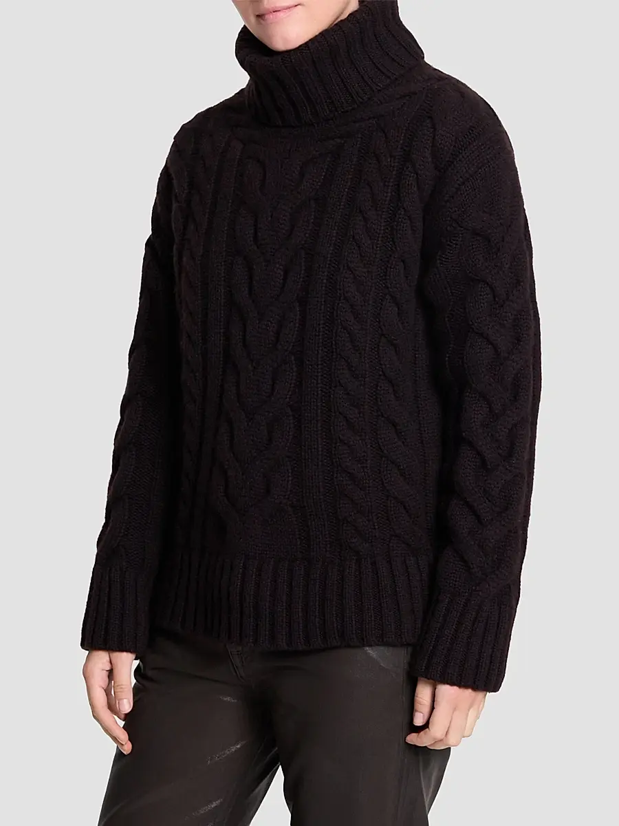 TWP Women's Cashmere Turtleneck Cable-Knit Sweater | Thumbnail 6 TWP Women's Cashmere Turtleneck Cable-Knit Sweater | Thumbnail 6