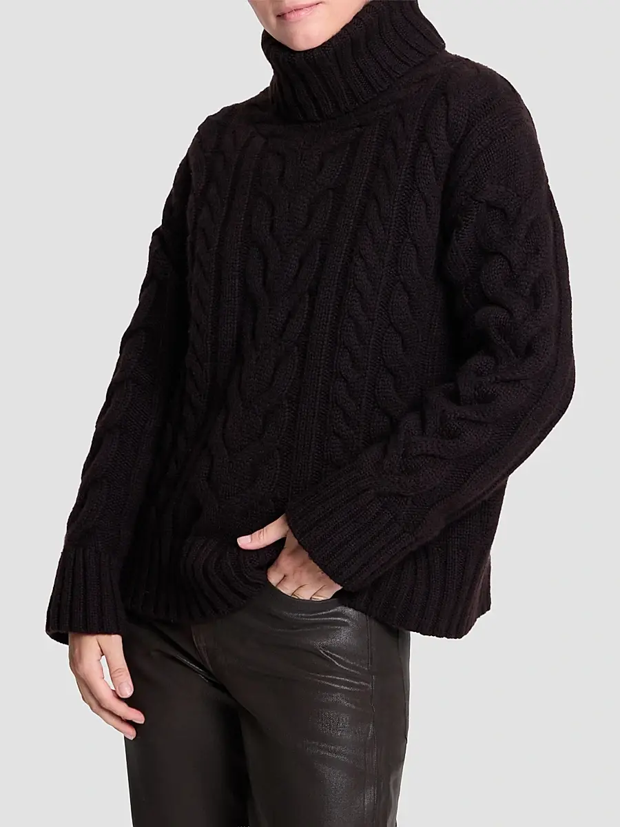 TWP Women's Cashmere Turtleneck Cable-Knit Sweater | Thumbnail 7 TWP Women's Cashmere Turtleneck Cable-Knit Sweater | Thumbnail 7