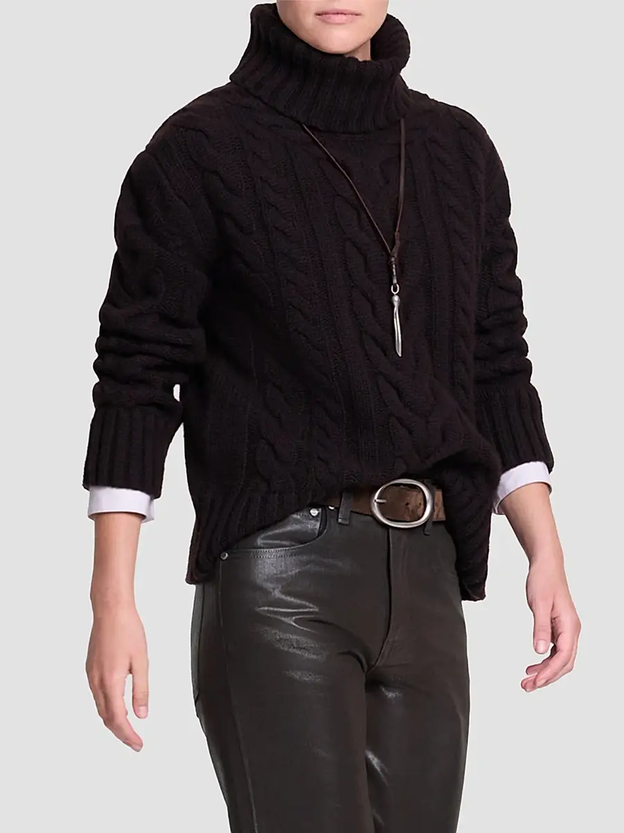 TWP Women's Cashmere Turtleneck Cable-Knit Sweater | Thumbnail 8 TWP Women's Cashmere Turtleneck Cable-Knit Sweater | Thumbnail 8