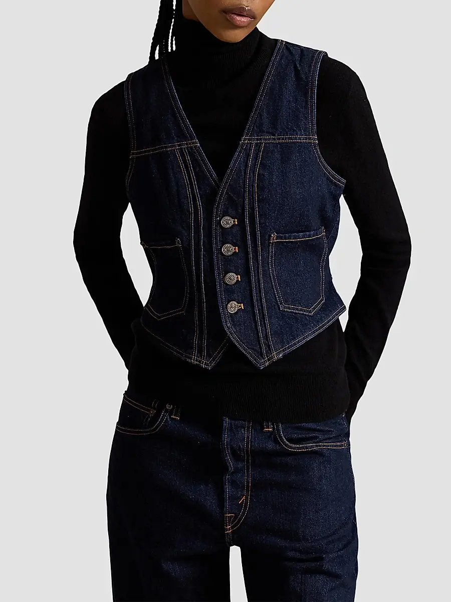Polo Ralph Lauren Women's Button-Front Denim Vest | Thumbnail 4 Polo Ralph Lauren Women's Button-Front Denim Vest | Thumbnail 4