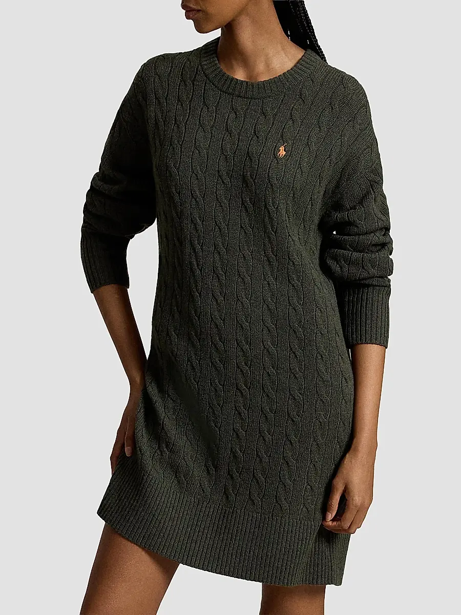 Polo Ralph Lauren Women's Cable-Knit Wool-Cashmere Sweater Dress | Thumbnail 4