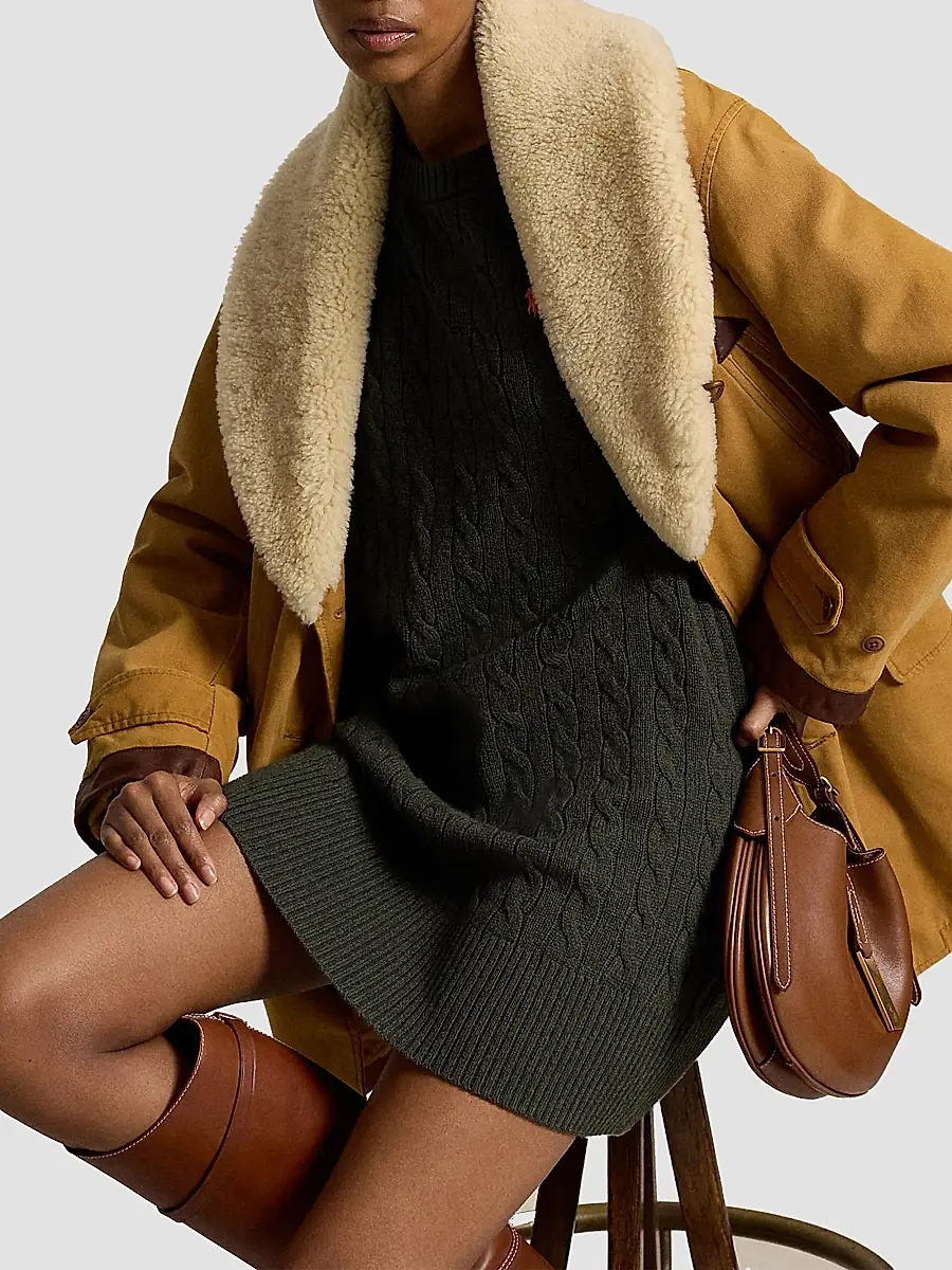 Polo Ralph Lauren Women's Cable-Knit Wool-Cashmere Sweater Dress | Thumbnail 5