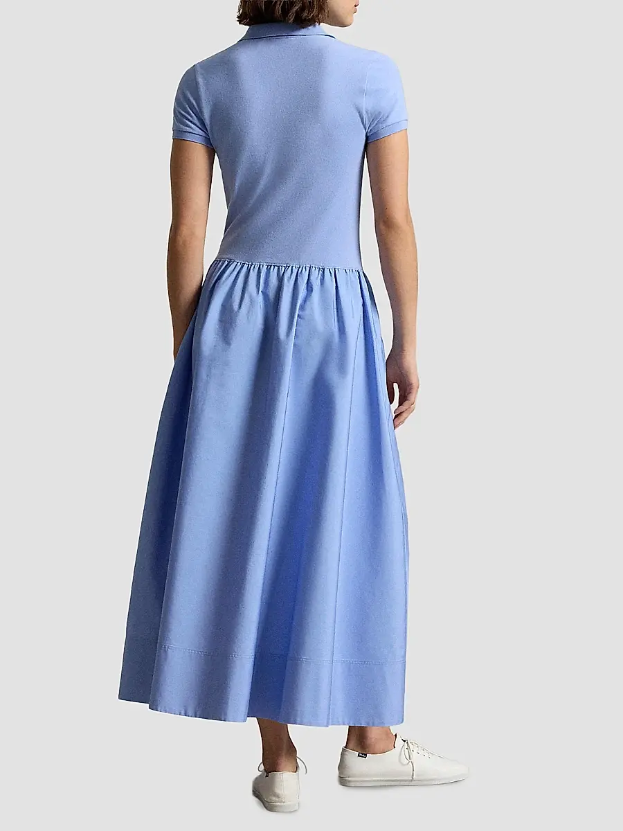 Polo Ralph Lauren Women's Hybrid Mesh Polo Midi Dress | Thumbnail 3 Polo Ralph Lauren Women's Hybrid Mesh Polo Midi Dress | Thumbnail 3