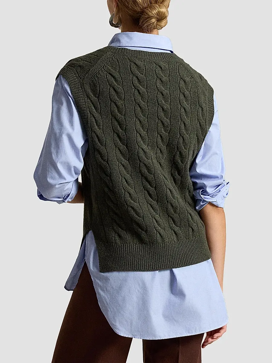Polo Ralph Lauren Women's Cable-Knit Wool-Cashmere Sweater Vest | Thumbnail 3