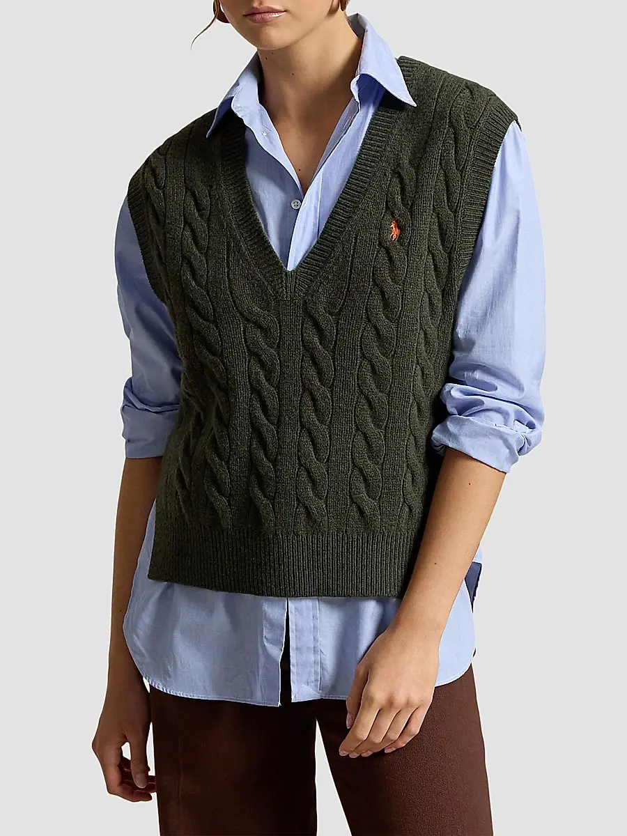 Polo Ralph Lauren Women's Cable-Knit Wool-Cashmere Sweater Vest | Thumbnail 4