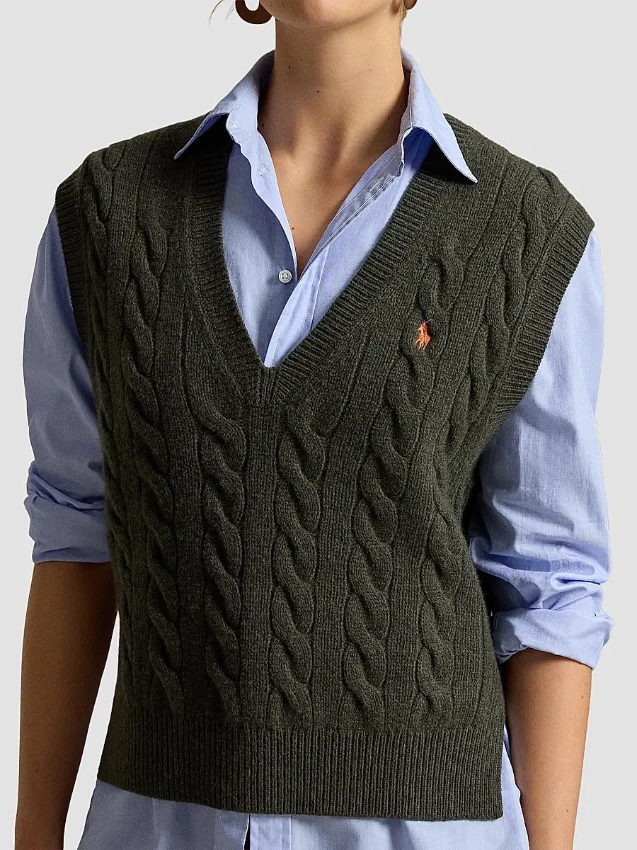 Polo Ralph Lauren Women's Cable-Knit Wool-Cashmere Sweater Vest | Thumbnail 5