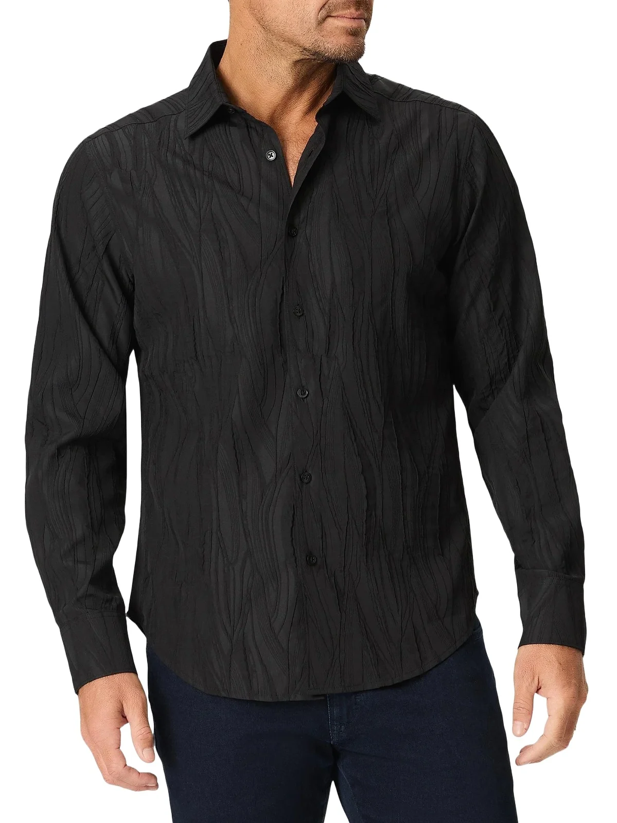 Men's Wells Textured Stretch-Jacquard Shirt