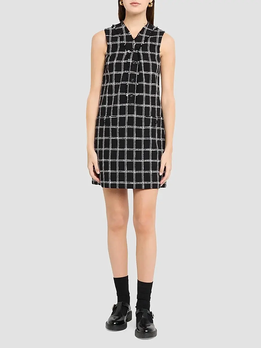 Thom Browne Women's Windowpane Tweed Cardi Mini Dress | Thumbnail 2 Thom Browne Women's Windowpane Tweed Cardi Mini Dress | Thumbnail 2