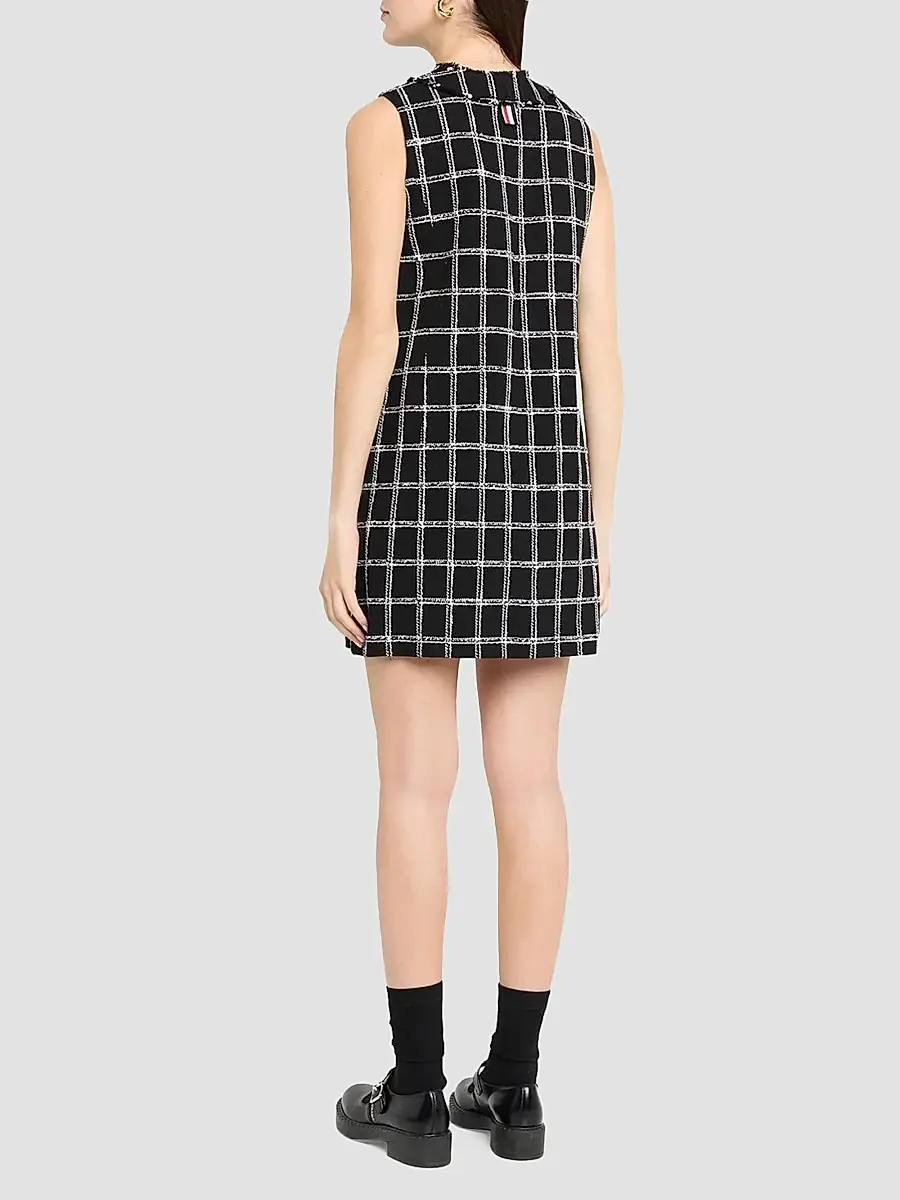 Thom Browne Women's Windowpane Tweed Cardi Mini Dress | Thumbnail 3 Thom Browne Women's Windowpane Tweed Cardi Mini Dress | Thumbnail 3