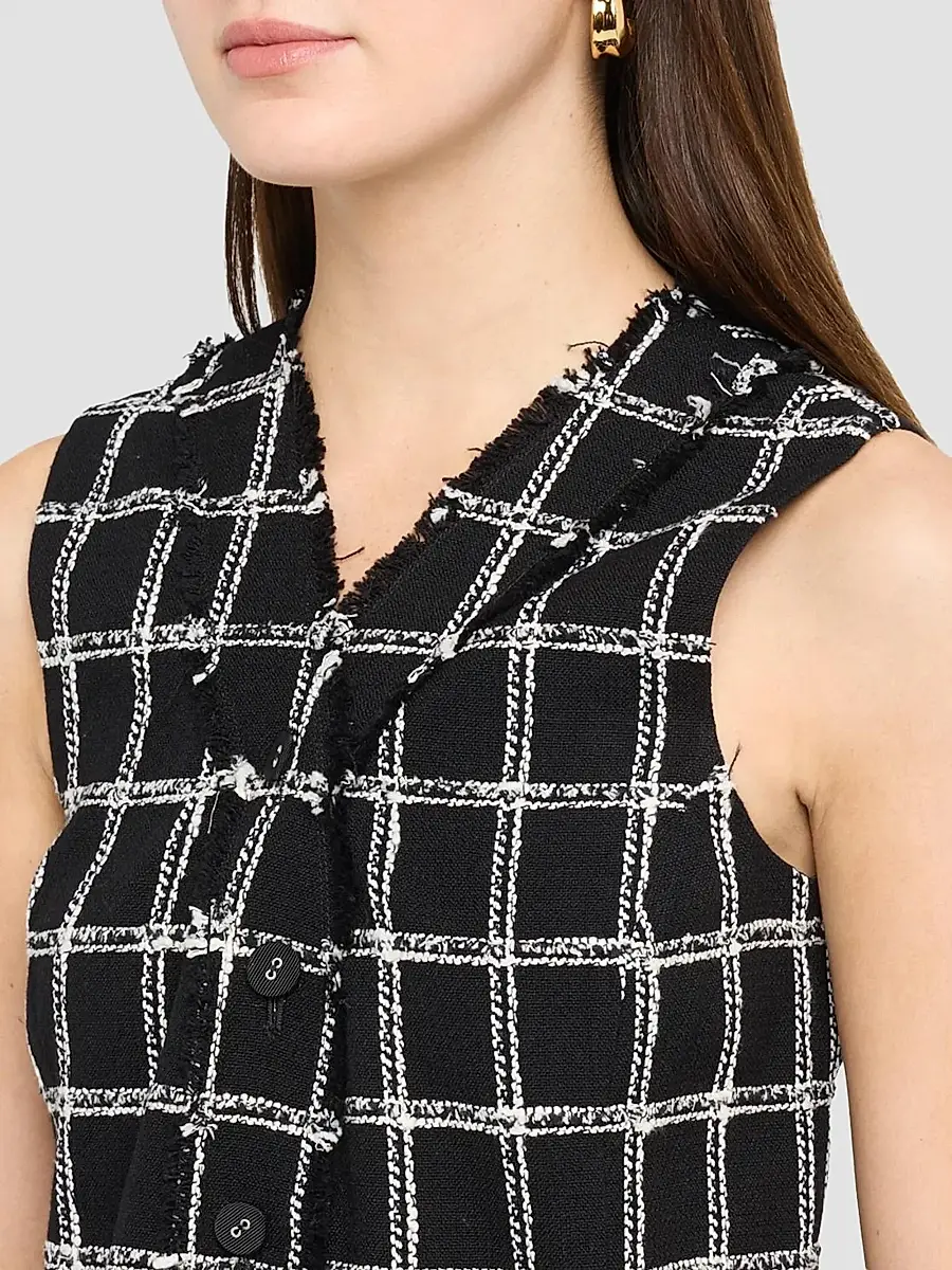 Thom Browne Women's Windowpane Tweed Cardi Mini Dress | Thumbnail 5 Thom Browne Women's Windowpane Tweed Cardi Mini Dress | Thumbnail 5