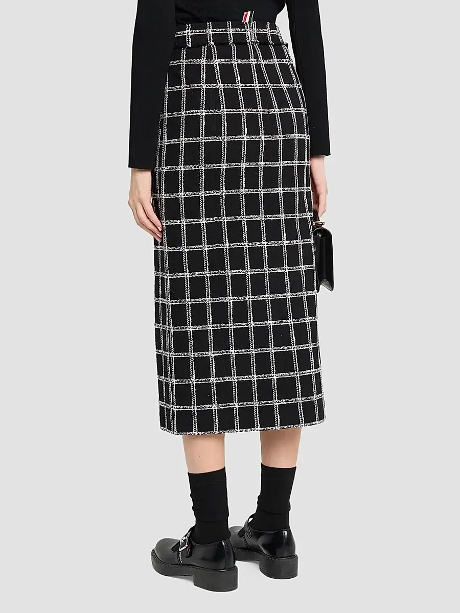 Thom Browne Women's Windowpane Tweed Cardi Midi Skirt | Thumbnail 3 Thom Browne Women's Windowpane Tweed Cardi Midi Skirt | Thumbnail 3