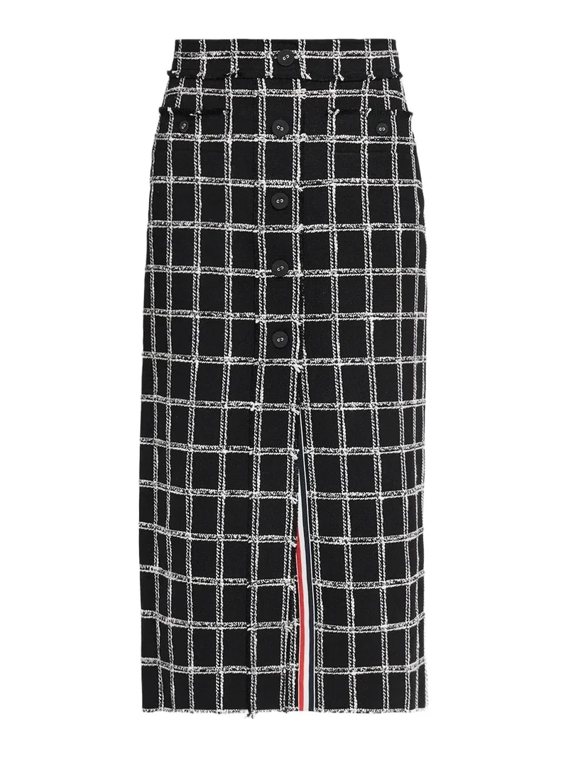 Thom Browne Women's Windowpane Tweed Cardi Midi Skirt