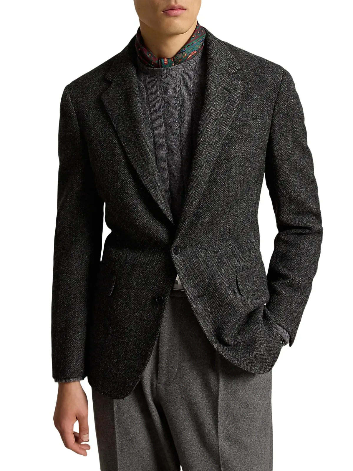 Men's Herringbone Tailored-Fit Sport Jacket Men's Herringbone Tailored-Fit Sport Jacket