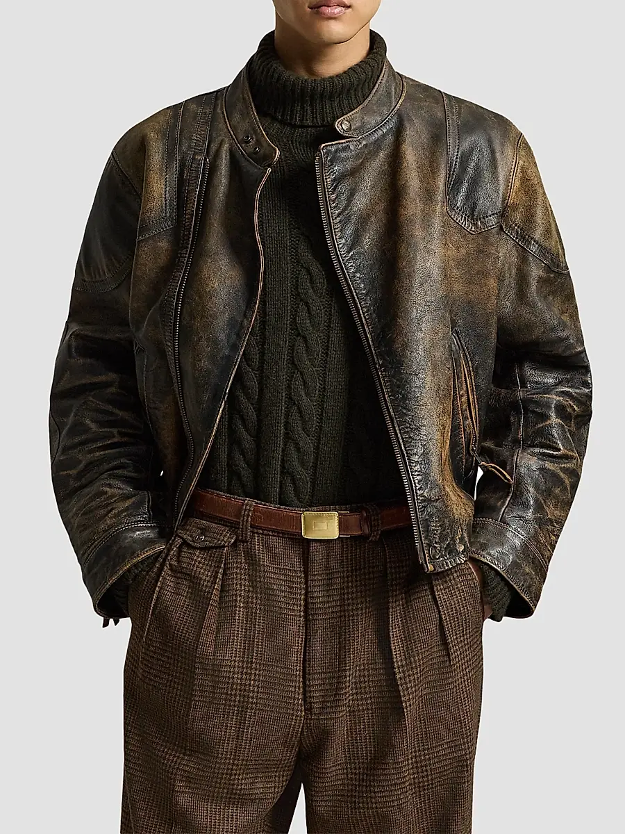 Polo Ralph Lauren Men's Leather Motorcycle Jacket | Thumbnail 4