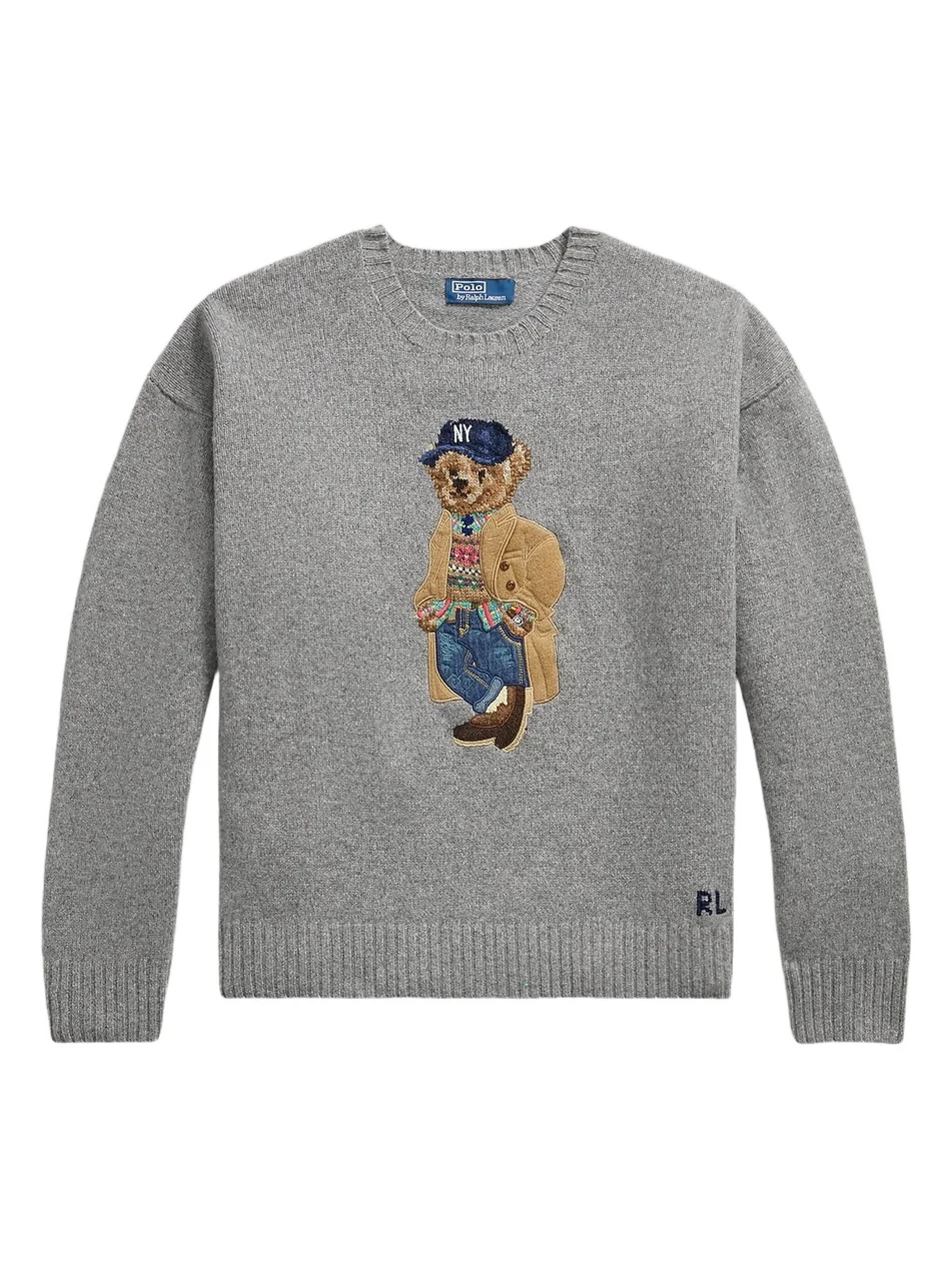 Men's Yankees Polo Bear Wool-Cashmere Sweater Men's Yankees Polo Bear Wool-Cashmere Sweater