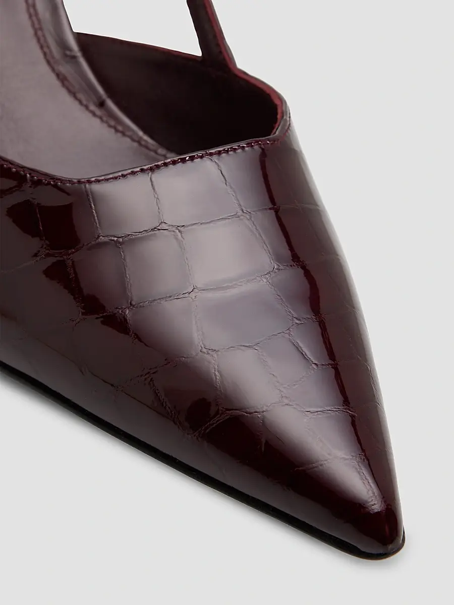 Stuart Weitzman Women's Vinnie 50MM Croc-Embossed Patent Leather Slingback Pumps - Boy'senberry | Thumbnail 5 Stuart Weitzman Women's Vinnie 50MM Croc-Embossed Patent Leather Slingback Pumps - Boy'senberry | Thumbnail 5