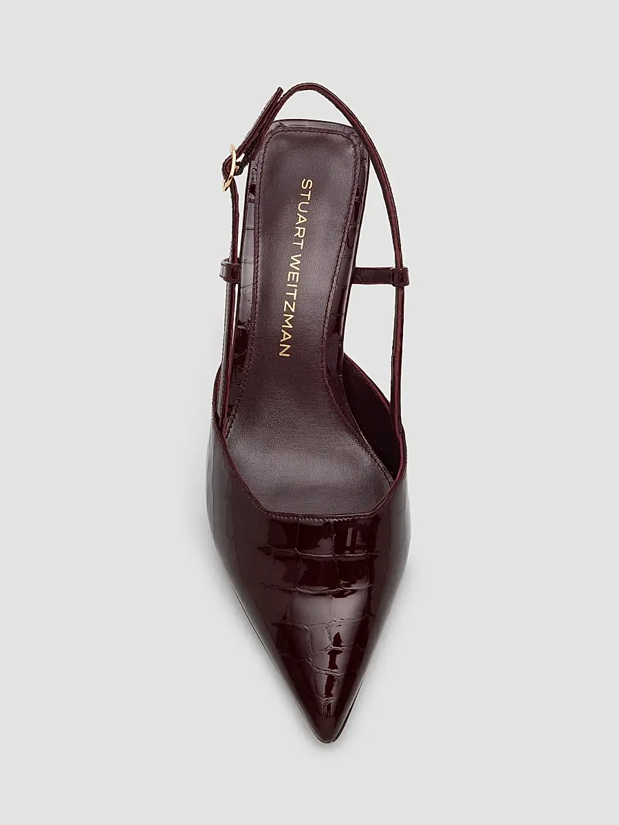 Stuart Weitzman Women's Vinnie 50MM Croc-Embossed Patent Leather Slingback Pumps - Boy'senberry | Thumbnail 6 Stuart Weitzman Women's Vinnie 50MM Croc-Embossed Patent Leather Slingback Pumps - Boy'senberry | Thumbnail 6