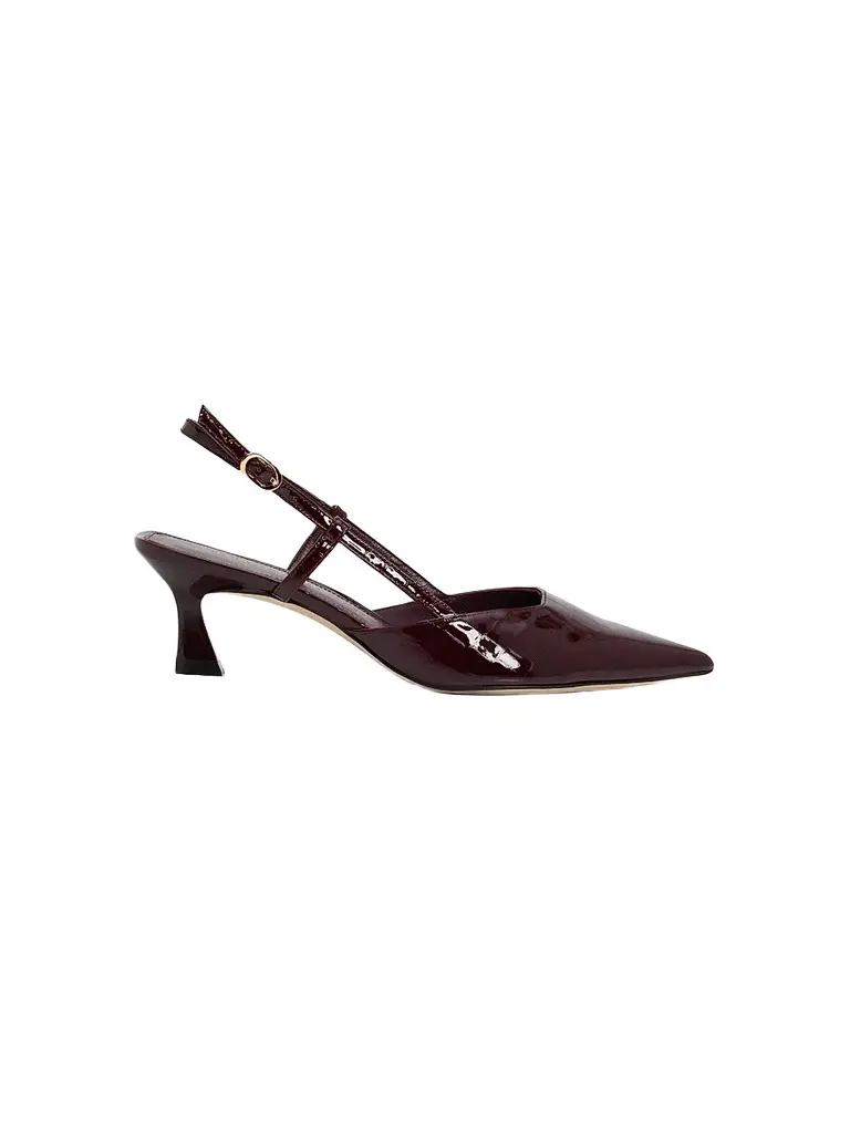 Stuart Weitzman Women's Vinnie 50MM Croc-Embossed Patent Leather Slingback Pumps - Boy'senberry