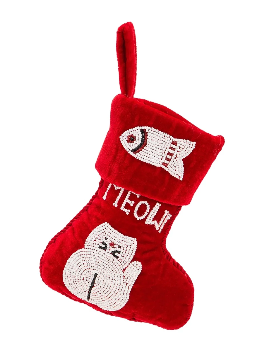 Sudha Pennathur MEOW! Beaded Cat Mini Stocking