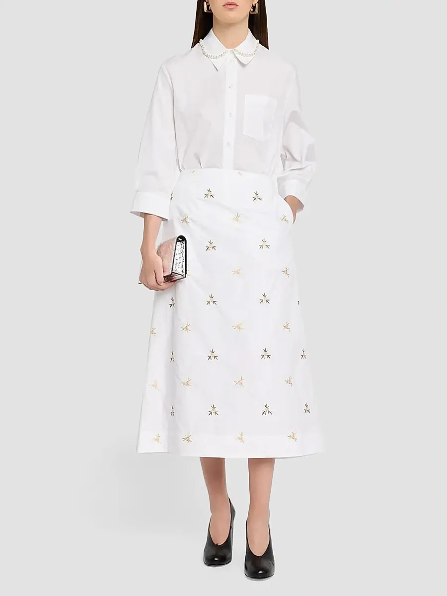 Simone Rocha Women's Ripple Floral Cotton Midi Skirt | Thumbnail 2 Simone Rocha Women's Ripple Floral Cotton Midi Skirt | Thumbnail 2